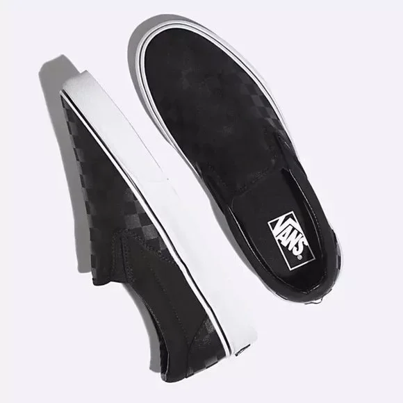 Vans Big Kid's Black Checkerboard Slip-On Sneakers Shoes Size 4 - Picture 4 of 12